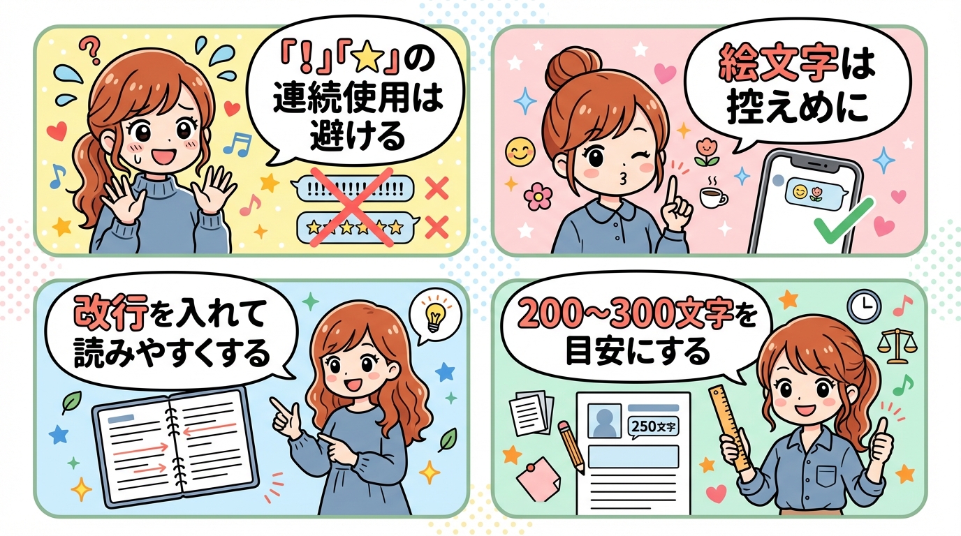 コツ6:大人の女性らしい落ち着いた文章を心がける