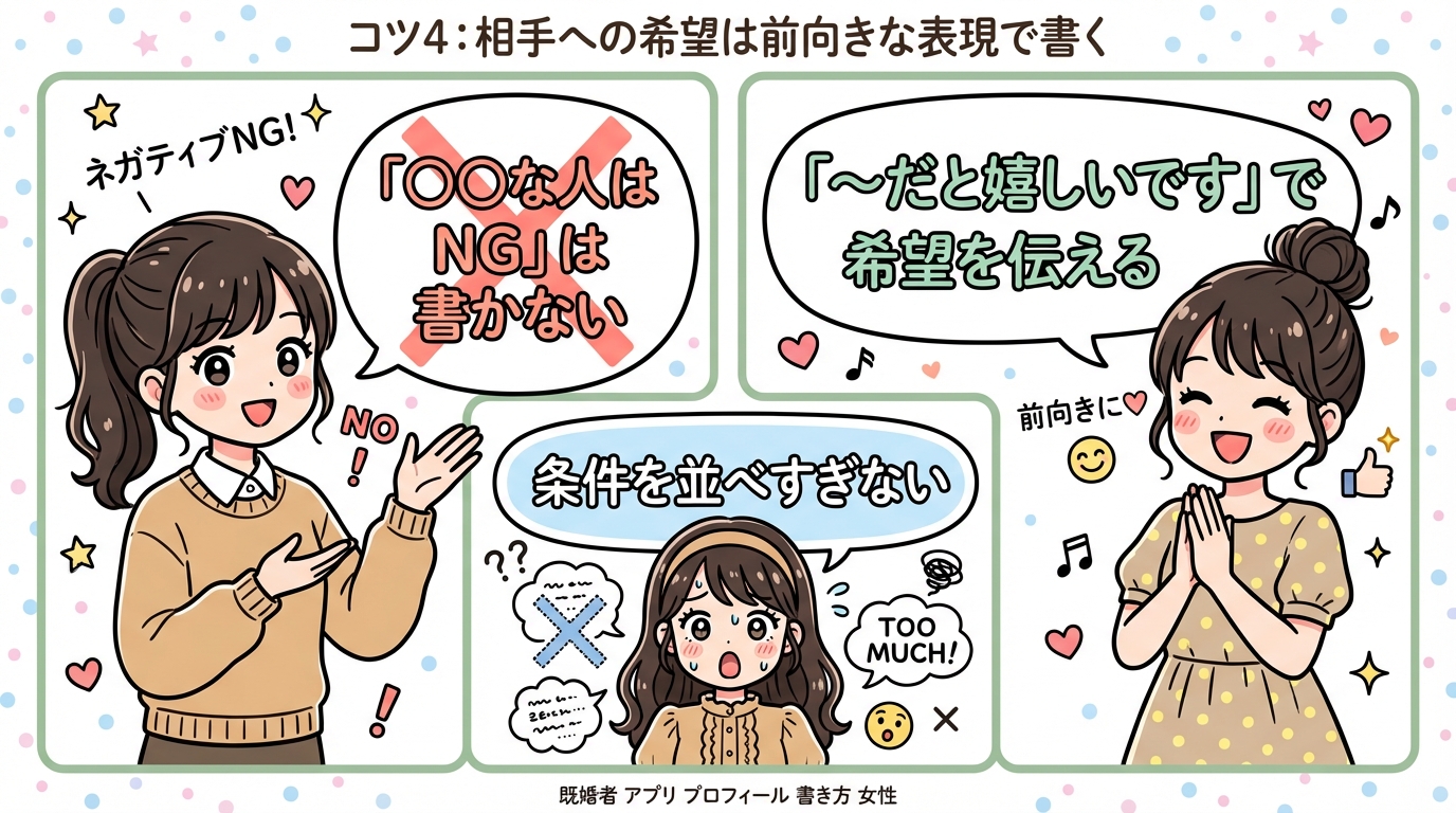 コツ4:相手への希望は前向きな表現で書く