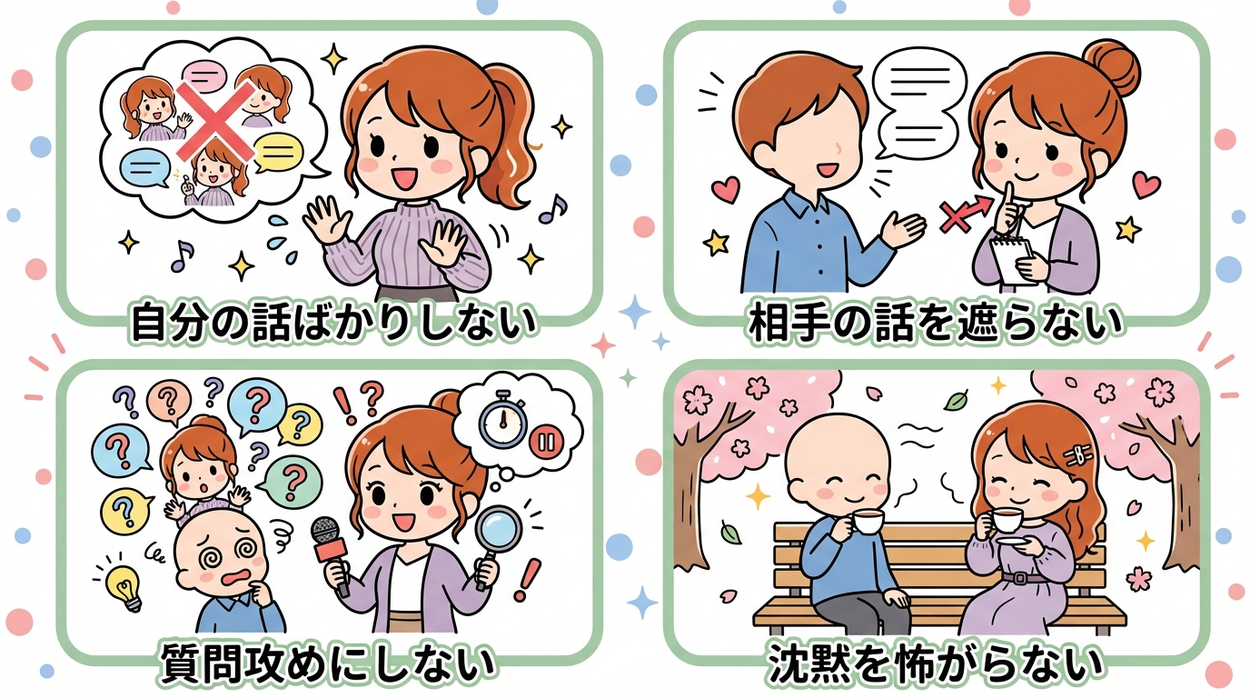 相手を楽しませる会話力と聞き上手な姿勢