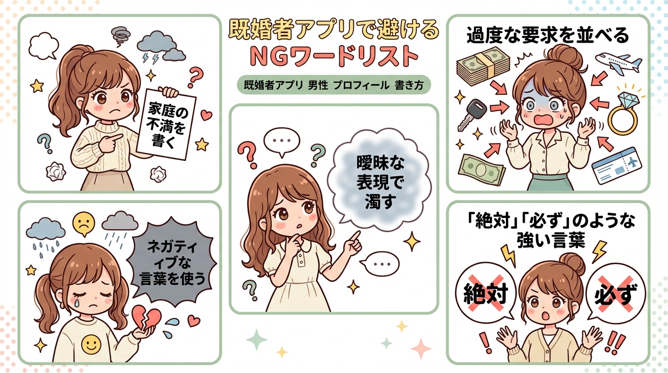 既婚者アプリで避けるべきNGワードリスト