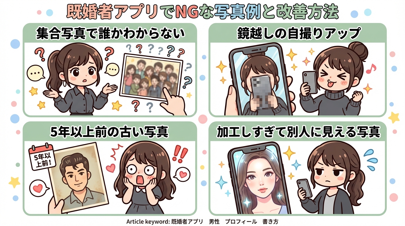 既婚者アプリでNGな写真例と改善方法